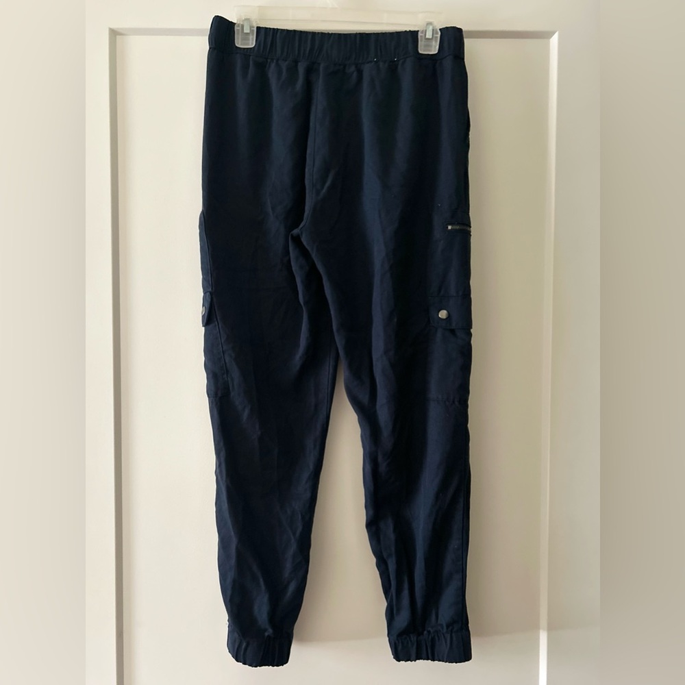 Banana Republic Women’s Navy Cargo Joggers with Zip and Flap Pockets - Picture 2 of 4